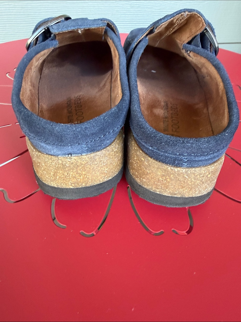 White Mountain Navy Suede Slip-On Mule with Buckle Womens - Picture 3 of 7